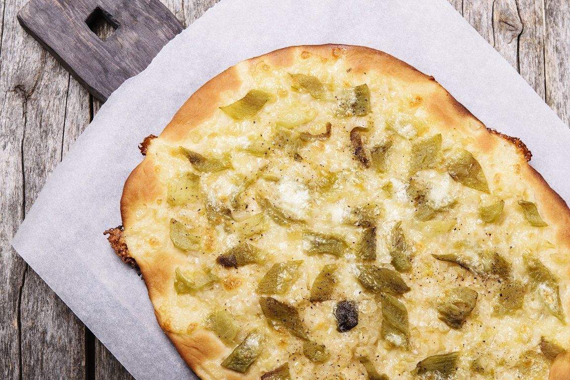 Whole Pizza with Roasted Peppers and Onions - Olive Oils from Spain