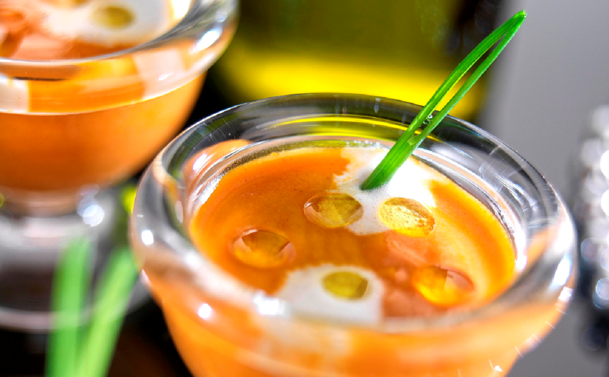 Creamy seafood soup shots - Olive Oils from Spain