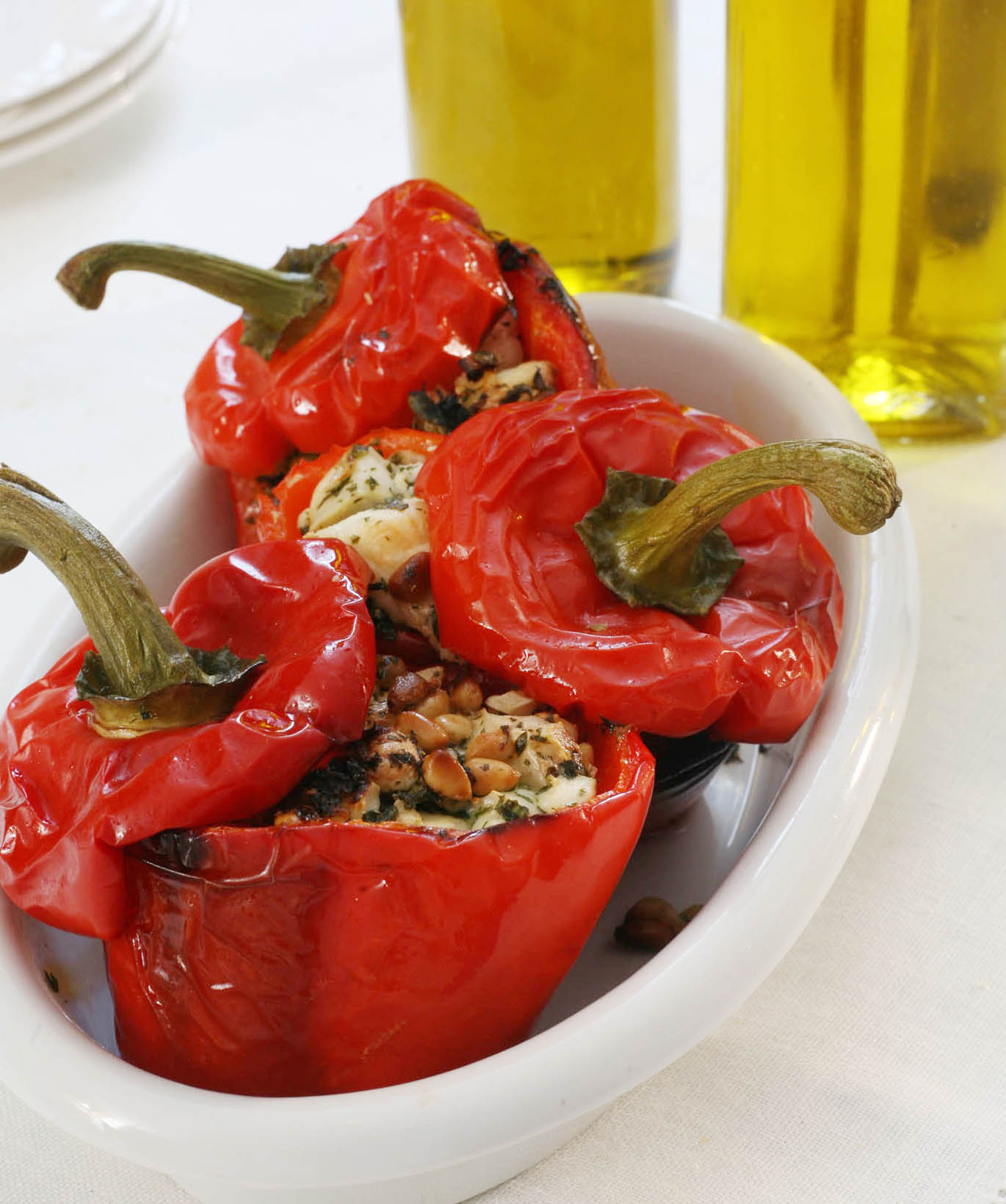 Roasted peppers, goat’s cheese and pine nuts - Olive Oils from Spain