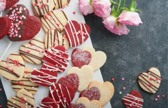 Chocolate chip cookie heart shaped for Valentine's Day