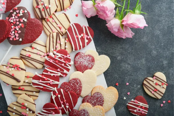 Chocolate chip cookie heart shaped for Valentine's Day