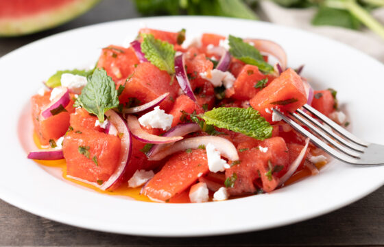 Watermelon Salad with Extra Virgin Olive Oil from Spain