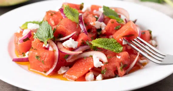 Watermelon Salad with Extra Virgin Olive Oil from Spain
