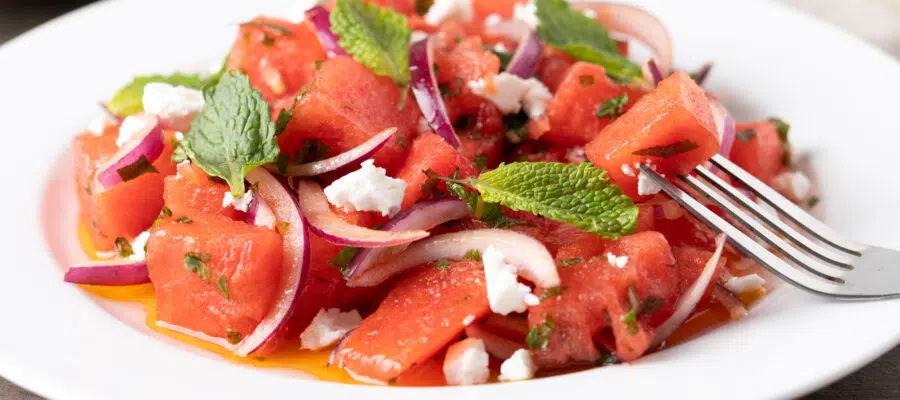 Watermelon Salad with Extra Virgin Olive Oil from Spain